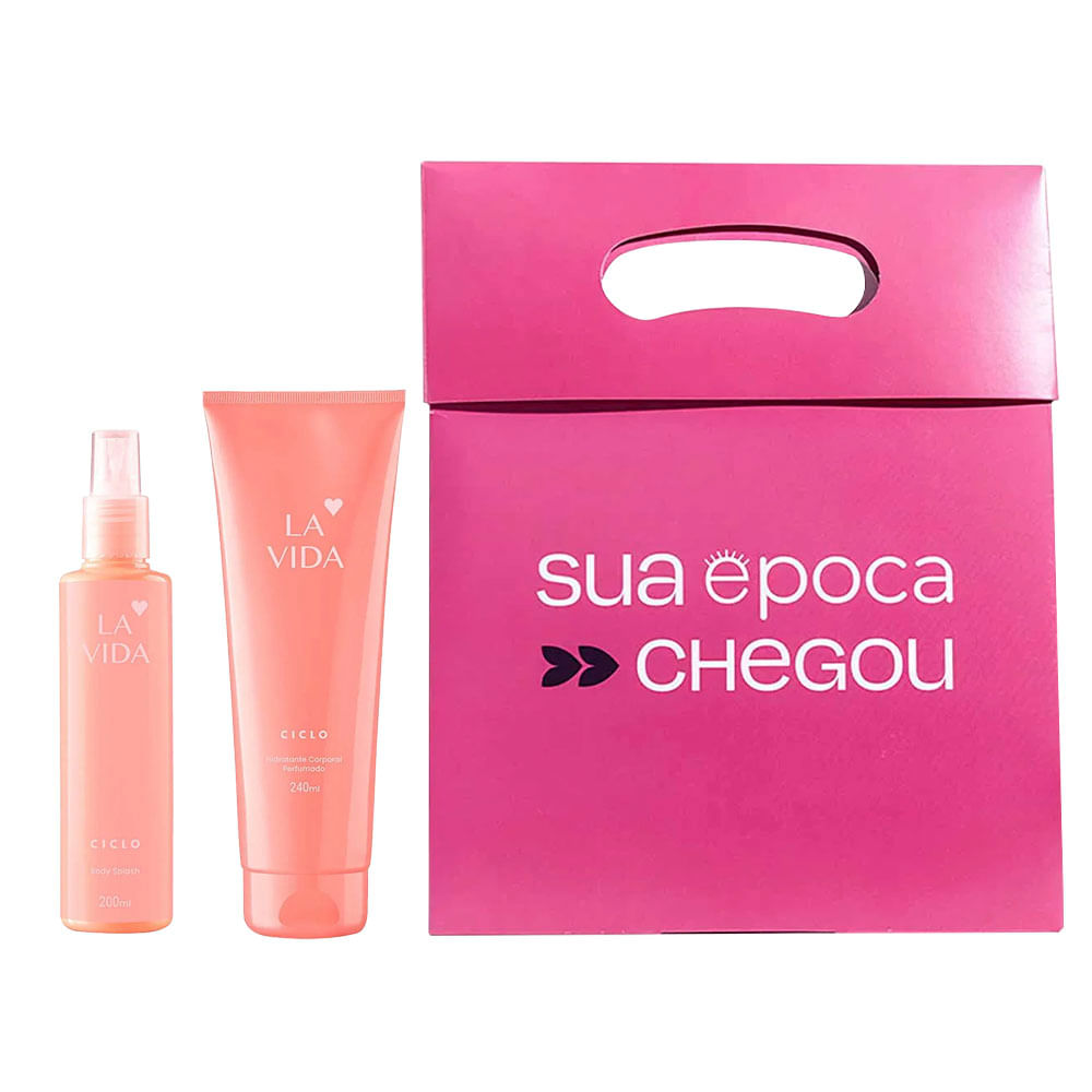 La Vida Ciclo Cosméticos Kit Presente de Natal - Body Splash + Loção Hidratante + Sacola Presenteável